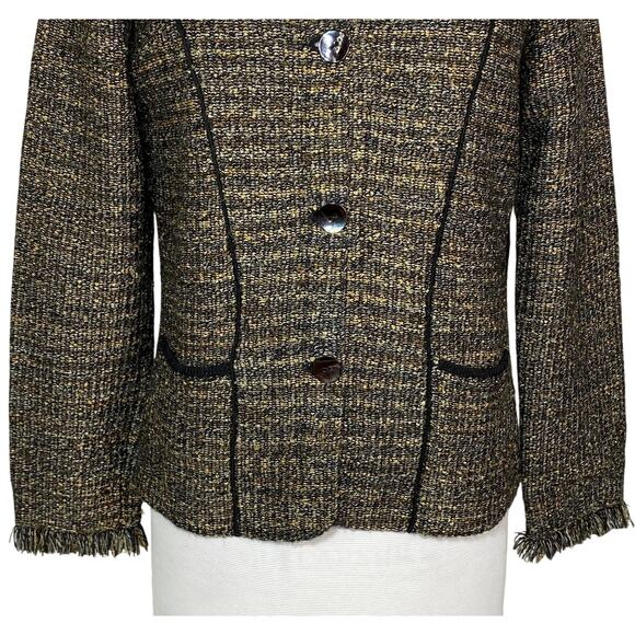 Alpaca Allure Hand Loomed Alpaca Blend Blazer with Fringe Women Medium - Picture 9 of 12